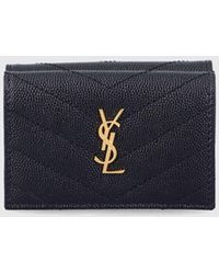 Saint Laurent - Cassandre Grained Leather Wallet With Ysl Monogram - Lyst