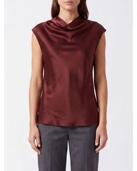 Alberta Ferretti - Sleeveless Satin Blouse With Draped Neckline - Lyst