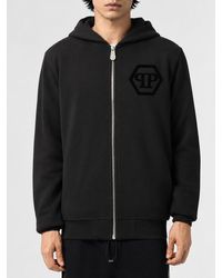 Philipp Plein - Hexagon Logo Cotton Zip-Up Hoody - Lyst