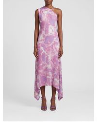 Versace Jeans Couture - One-Shoulder Abstract Print Viscose Midi Dress - Lyst