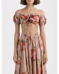 Dolce & Gabbana - Dolce &Amp Gabbana Cotton Top With Floral Print - Lyst