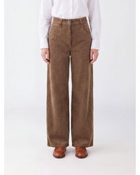 Brunello Cucinelli - Wide Leg Velvet Trousers With Monili - Lyst