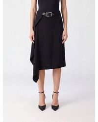 The Attico - Asymmetrical Virgin Wool Midi Skirt With Adjustable Belt - Lyst
