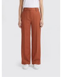 Brunello Cucinelli - Straight Linen Trousers With Nickel-Free Monili - Lyst