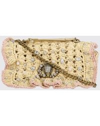 Kurt Geiger - Chelsea Crochet Raffia Clutch With Rhinestones - Lyst