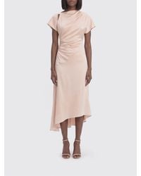 Victoria Beckham - Asymmetric Slim Fit Midi Dress With Short Sleeves - Lyst