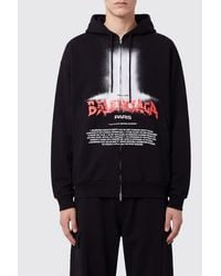 Balenciaga - Cotton Zip-Up Hoodie With Graphic Print - Lyst