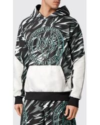 Philipp Plein - Hooded Jersey Sweatshirt With Graphic Print And Kangaroo Pocket - Lyst