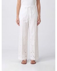 P.A.R.O.S.H. - P.A.R.O.S.H. High-Waisted Broderie Anglaise Lace Palazzo Trousers - Lyst