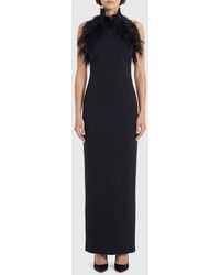 The Attico - Long Jersey Dress With Feathers - Lyst