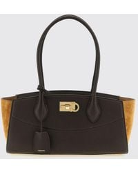 Ferragamo - Medium Studio Leather Shoulder Bag With Gancini Clasp - Lyst