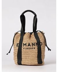 ERMANNO FIRENZE - Ashley Raffia Bag With Embroidered Logo - Lyst