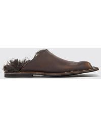 CAMPERLAB - Menosmal Aged Leather Mules With Embroidery And Shearling Lining - Lyst