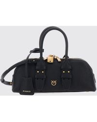 Pinko - Escape Horizontal Sheepskin Leather Handbag With Love Birds Logo - Lyst