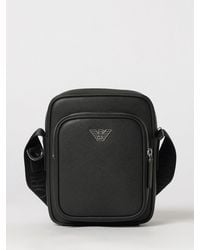 Emporio Armani - Small Saffiano-Effect Messenger Bag With Eagle Logo - Lyst