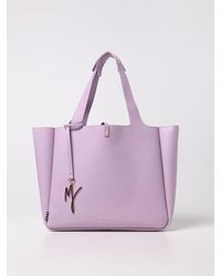 Manila Grace Demetra Tote Bag In Textured Synthetic Leather - Purple