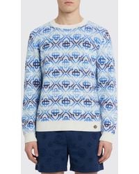 CASABLANCA - Merino Wool Crewneck Pullover With Monogram Motif - Lyst