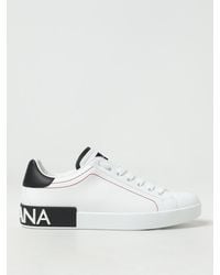Dolce & Gabbana - Logo Portofino Leather Low-Top Trainers - Lyst