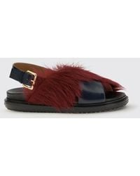 Marni - Leather And Fur Sandals - Lyst