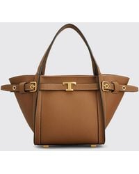 Tod's - T Signature Grained Calf Leather Handbag With Shoulder Strap - Lyst