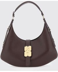 Ganni - Monogram Recycled Leather Shoulder Bag With Butterfly Logo - Lyst