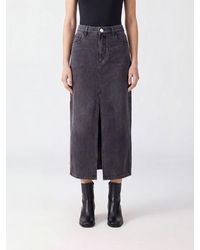 Isabel Marant - Faharia High-Waisted Denim Midi Skirt With Front Slit - Lyst