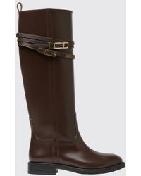 Fabiana Filippi - Smooth Leather Knee-High Boots With Low Heel - Lyst