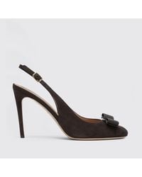 Ferragamo - Suede Slingback Pumps With Vara Bow - Lyst