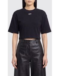 Off-White c/o Virgil Abloh - Cropped Cotton T-Shirt With Contrast Logo - Lyst