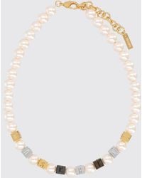 Moschino - Metal Choker Necklace With Faux Pearls And Crystals - Lyst
