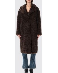 Stand Studio - Long Faux-Fur Coat With Classic Collar - Lyst