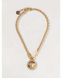 Versace - Medusa-Tone Brass Necklace With Rhinestones And Adjustable Closure - Lyst