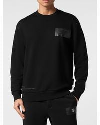Philipp Plein - Cotton Crewneck Sweatshirt With Printed Logo And Dropped Shoulders - Lyst