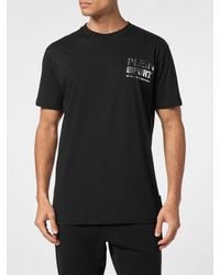 Philipp Plein - Jersey T-Shirt With Graphic Print And Laminated Contrast Logo - Lyst