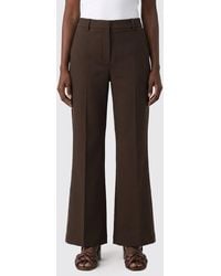 Golden Goose - High-Waisted Flared Wool Trousers With Welt Pockets - Lyst