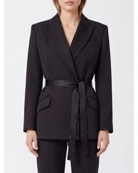 Elisabetta Franchi - Robe-Style Jacket With Peaked Lapels And A Tie Belt - Lyst