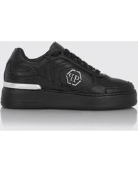 Philipp Plein - Pit-$Top Monogram Leather Low-Top Trainers With Hexagon Logo - Lyst