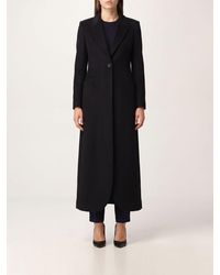 Emporio Armani - Long Single-Breasted Virgin Wool Coat With Notched Lapels - Lyst