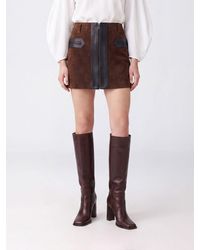 Marni - Bicolour Abstract Pattern Suede Leather Pencil Mini Skirt - Lyst