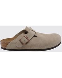 Birkenstock - Boston Suede Mules With An Adjustable Strap And Cork Midsole - Lyst