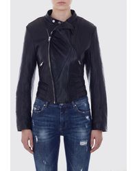 Maison Margiela - Slim Fit Ovine Leather Biker Jacket With Side Zip - Lyst