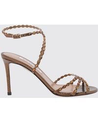 Aquazzura - Love Struck Python-Print Leather Sandals With Stiletto Heel - Lyst