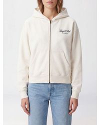 Sporty & Rich - Sporty &Amp Rich Zipped Cotton Hoodie With Embroidered Logo - Lyst
