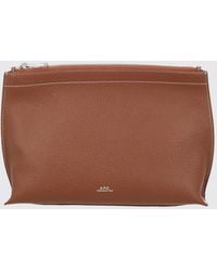 A.P.C. - Hammered Calfskin Clutch With Laminated Logo - Lyst