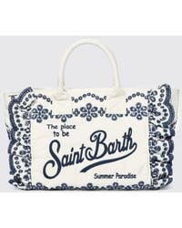 MC2 Saint Barth - Colette Cotton Denim And Sangallo Bag - Lyst