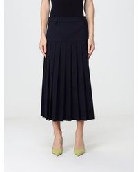 N°21 - Jupe Midi Plissée Taille Haute Ligne A En Laine Mélangée - Lyst