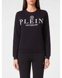 Philipp Plein - Crewneck Cotton Sweatshirt With Contrast Logo Print - Lyst
