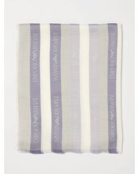 Emporio Armani - Striped Modal Blend Scarf With Jacquard Logo - Lyst