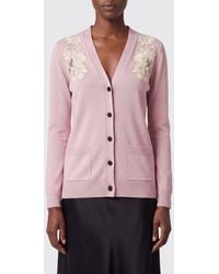 Valentino Garavani - Virgin Wool Cardigan With Lace Inserts And V-Neck - Lyst
