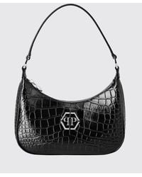 Philipp Plein - Small Crocodile-Effect Leather Shoulder Bag With Hexagon Logo - Lyst